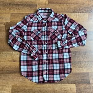 Women’s long sleeve Burgundy, Black, and white size L